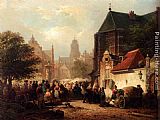 Market Canvas Paintings - A Market Day In Zaltbommel